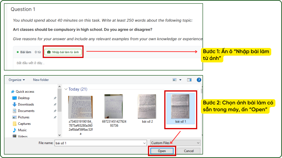 các bước chấm bài bằng ảnh